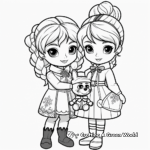 Festive Elsa and Anna Christmas Coloring Pages 1