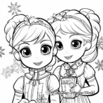Festive Elsa and Anna Christmas Coloring Pages 2