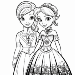 Festive Elsa and Anna Christmas Coloring Pages 3