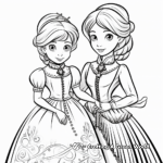 Festive Elsa and Anna Christmas Coloring Pages 4
