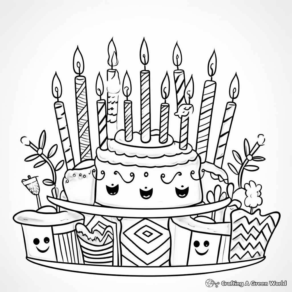 Festive Menorah and Gifts Coloring Pages 2