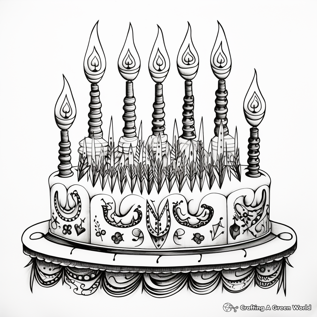 Filigree Menorah Coloring Pages for Adults 1
