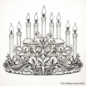 Filigree Menorah Coloring Pages for Adults 2