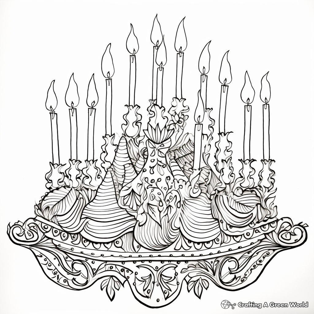 Filigree Menorah Coloring Pages for Adults 4