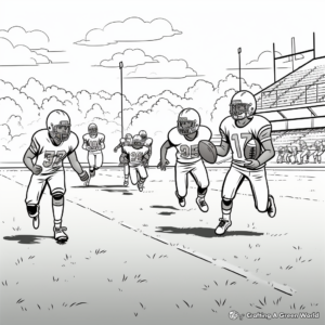 Football Field with Players and Ball Coloring Pages 2