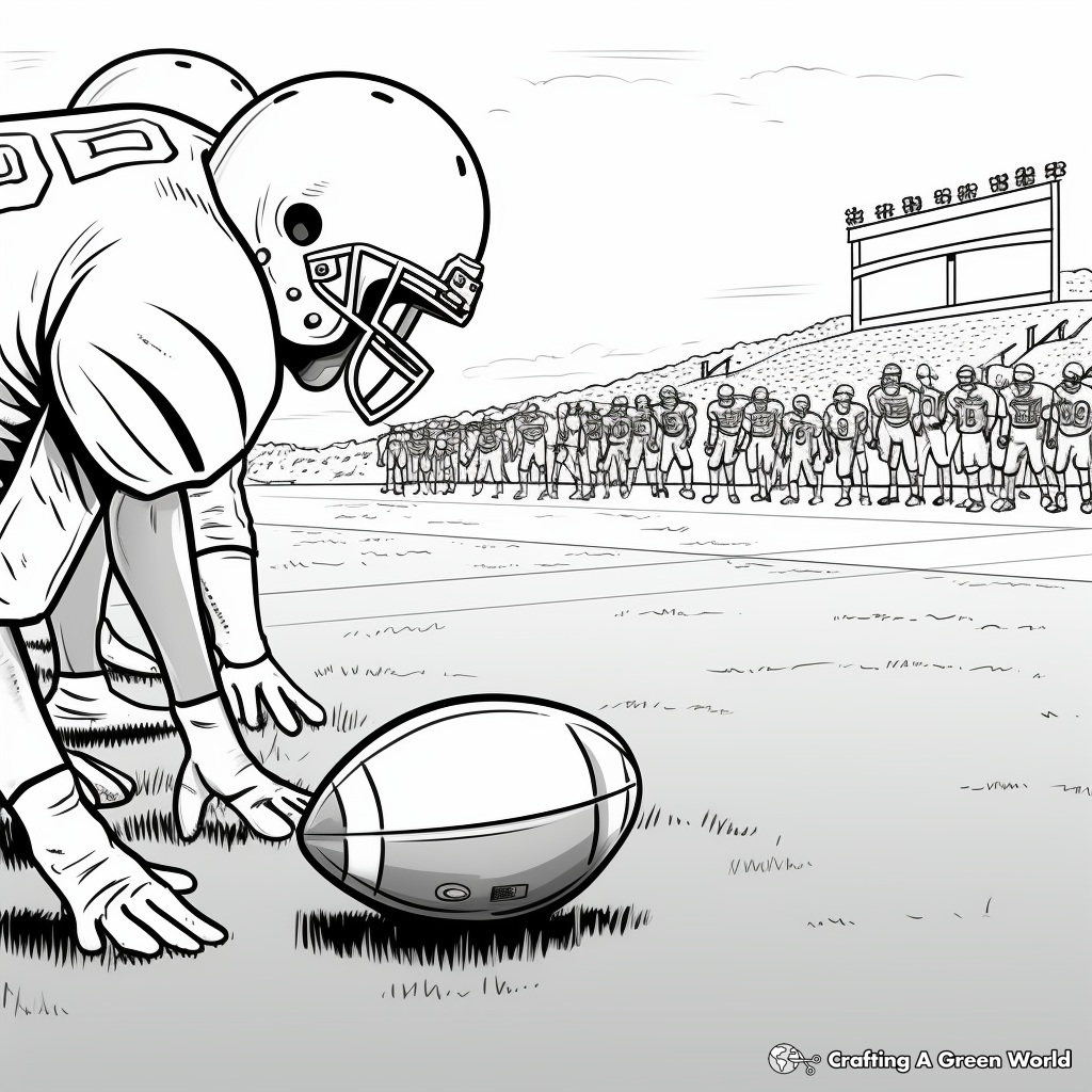 Football Field with Players and Ball Coloring Pages 3