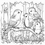 Forest Birds: Shimmering Songbirds Coloring Pages 1