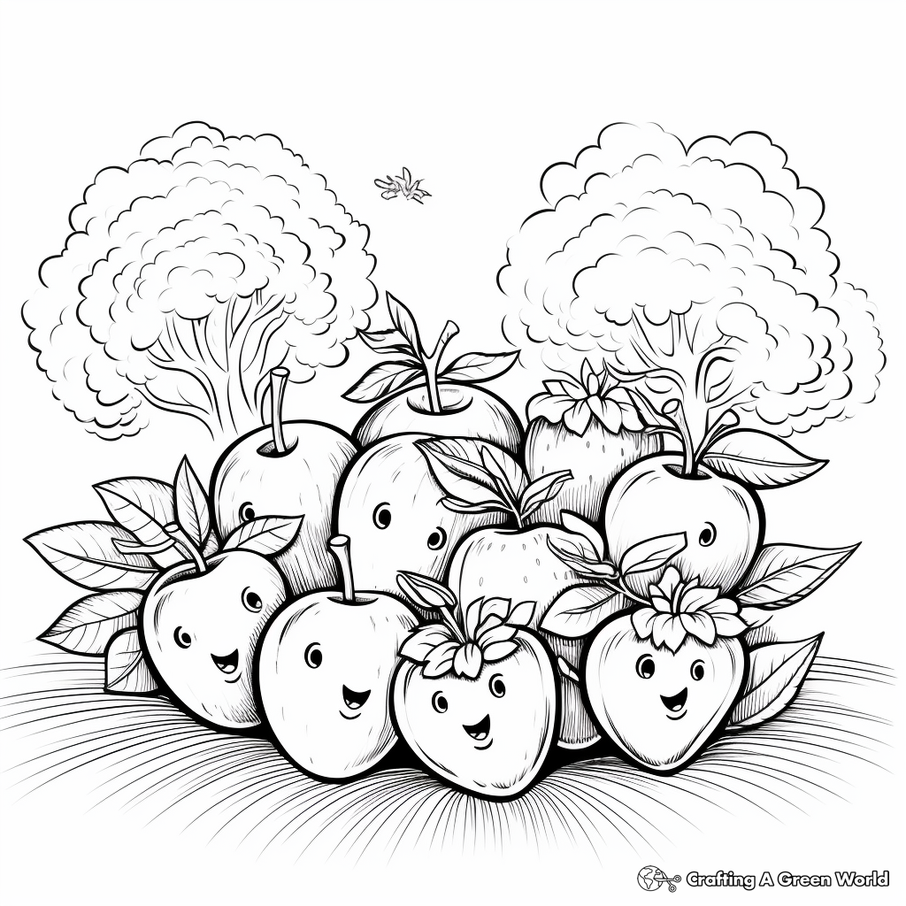 Fresh Spring Fruit: Strawberry Picking Coloring Pages 2