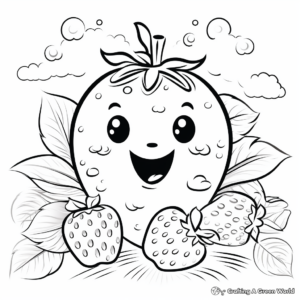 Fresh Spring Fruit: Strawberry Picking Coloring Pages 4