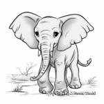 Friendly Baby African Elephant Coloring Pages for Kids 2