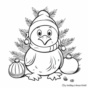 Friendly Christmas Penguin Coloring Pages 2
