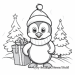 Friendly Christmas Penguin Coloring Pages 4