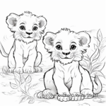 Friendly Lion Cubs with Other Animals Coloring Pages 1