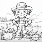 Friendly Scarecrow and Pumpkin Patch Coloring Pages 3