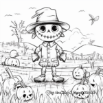 Friendly Scarecrow and Pumpkin Patch Coloring Pages 4