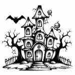 Frightening Haunted House Coloring Pages 3