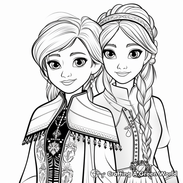 Elsa And Anna Coloring Pages - Free &amp; Printable!
