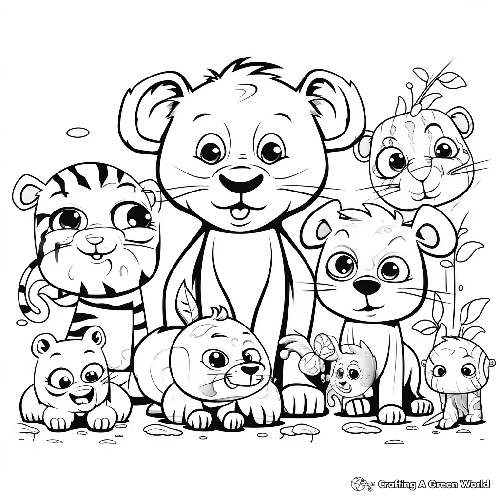 Fun Cartoon Animals Clip Art Coloring Pages 3