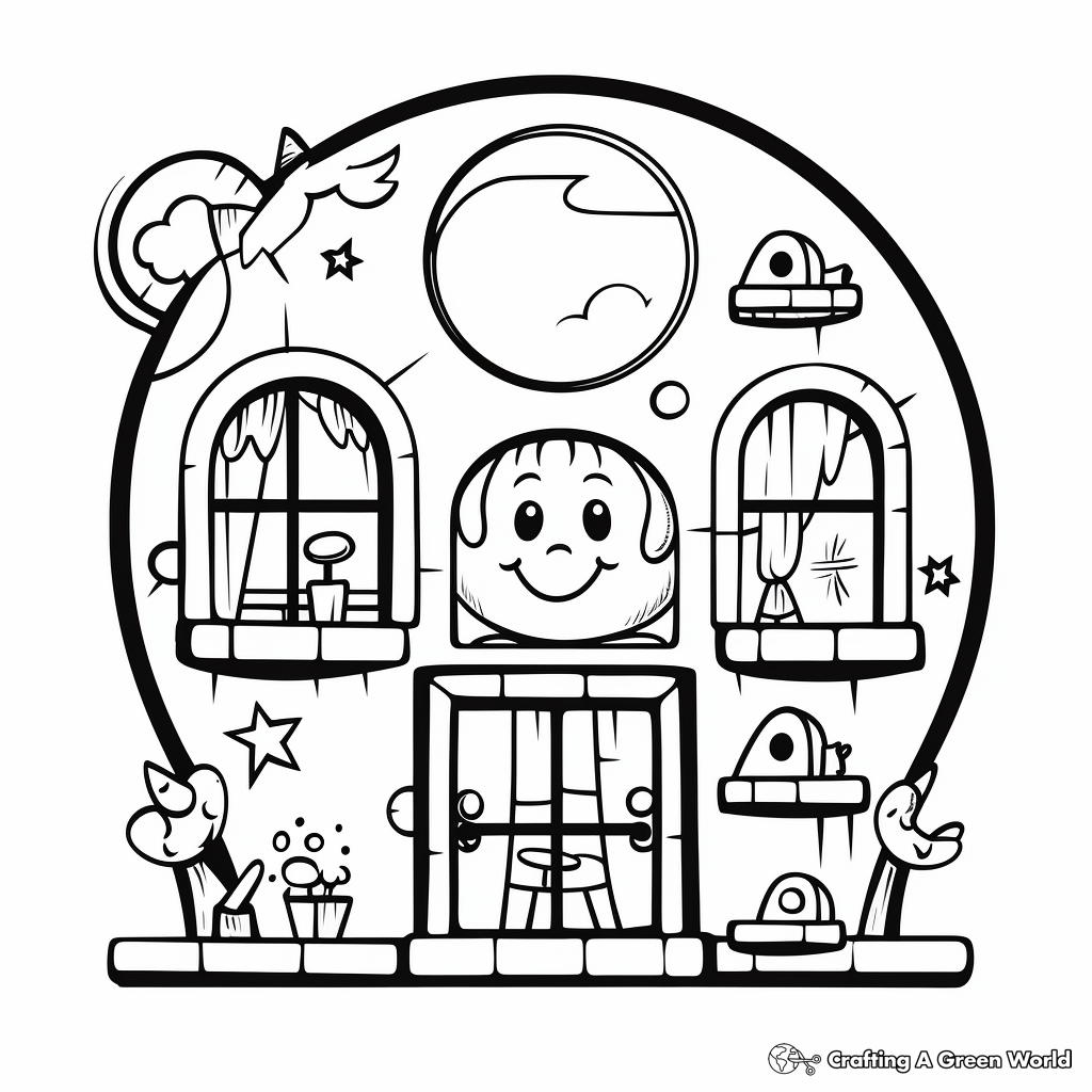 Fun Cartoon Window Coloring pages for Kids 3