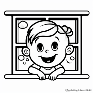 Fun Cartoon Window Coloring pages for Kids 4