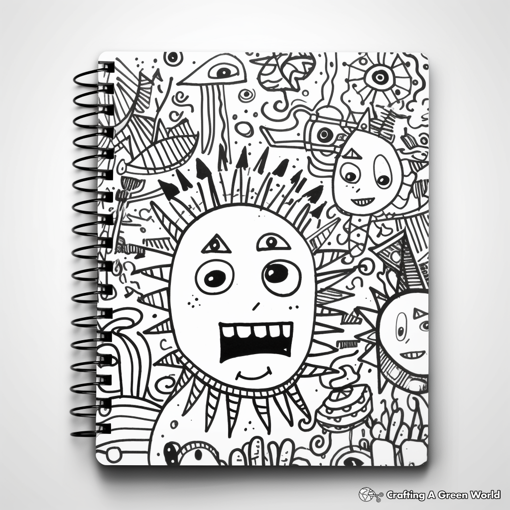 Fun Doodle Art Binder Cover Coloring Pages 1