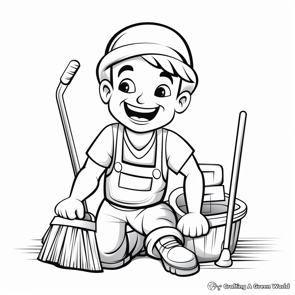 Fun-filled Janitor Labor Day Coloring Pages 1