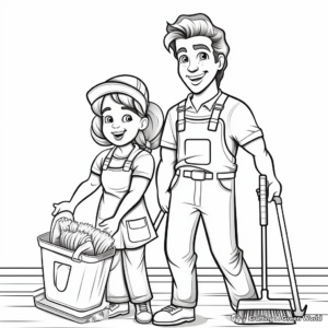 Fun-filled Janitor Labor Day Coloring Pages 2