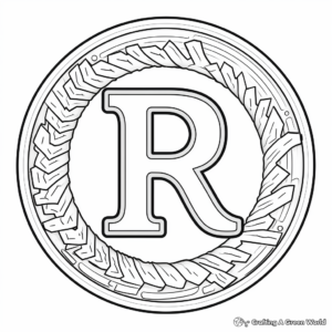 Fun Rainbow and Letter R Coloring Page 1