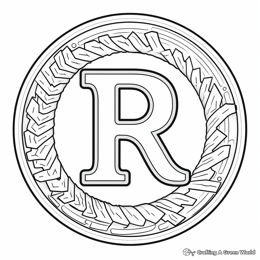 Fun Rainbow and Letter R Coloring Page 1