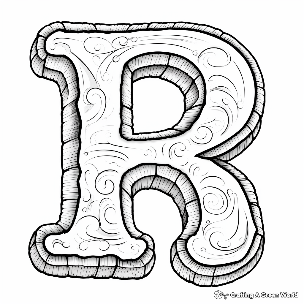 Fun Rainbow and Letter R Coloring Page 2