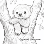 Gentle Sloth Hanging on the Tree Coloring Pages 2