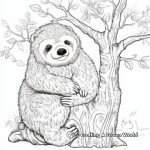 Gentle Sloth Hanging on the Tree Coloring Pages 3