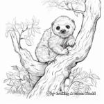 Gentle Sloth Hanging on the Tree Coloring Pages 4