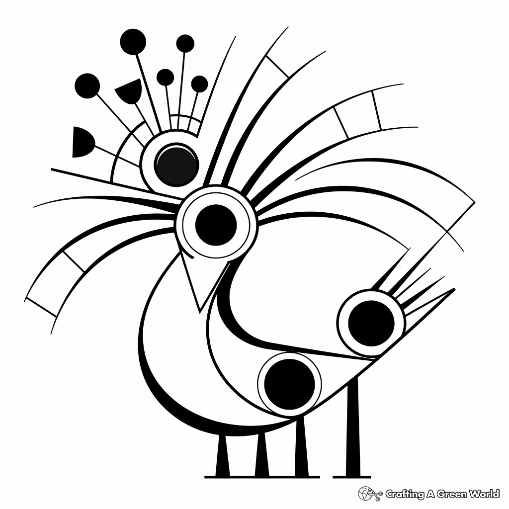 Geometric Abstract Peacock Coloring Pages 1