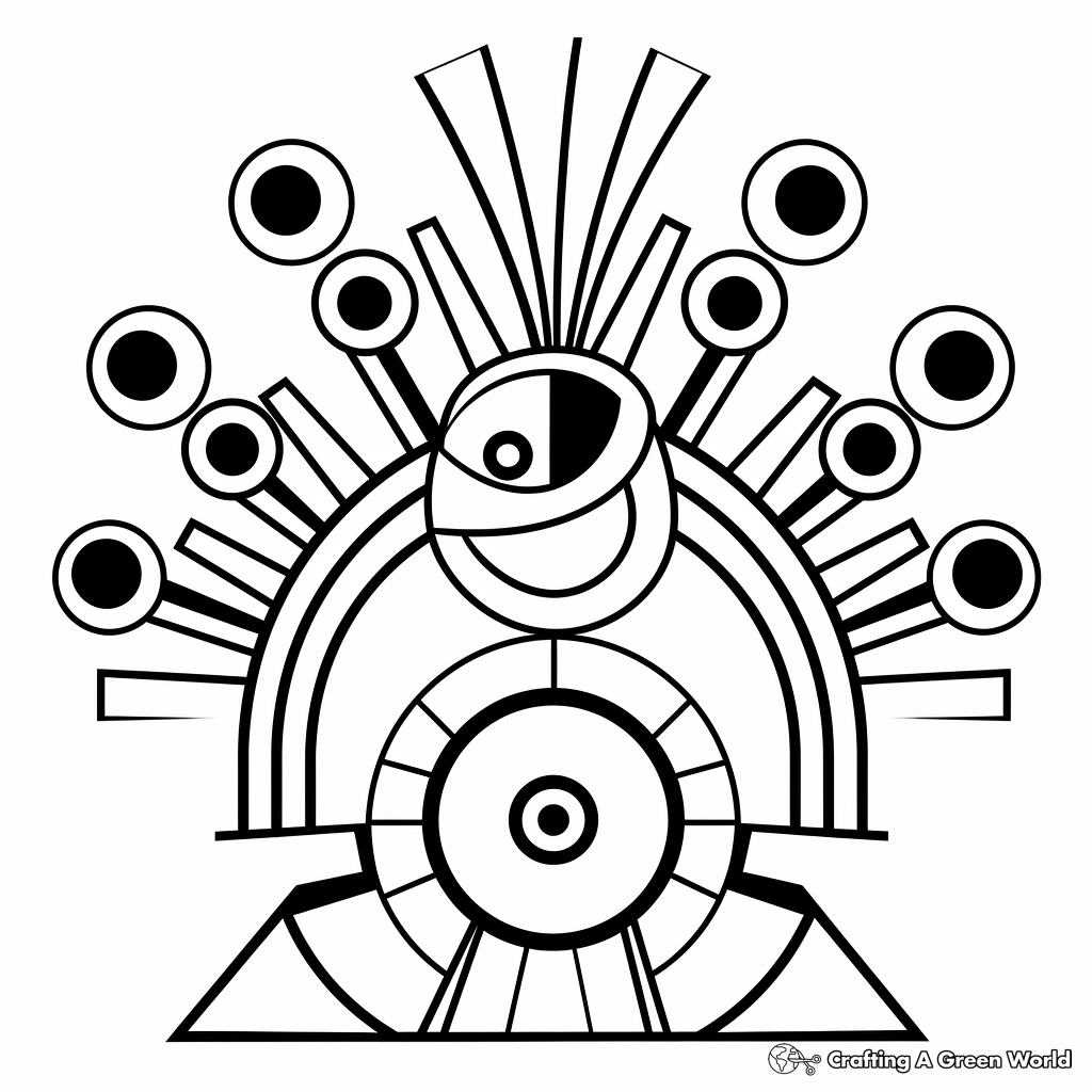 Geometric Abstract Peacock Coloring Pages 2
