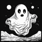 Ghost and Full Moon Coloring Pages 3