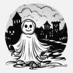 Ghost in Graveyard Night Scene Coloring Pages 2