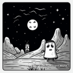 Ghost in Graveyard Night Scene Coloring Pages 4
