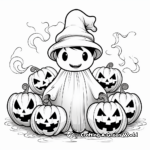 Ghost with Pumpkins Coloring Pages 1
