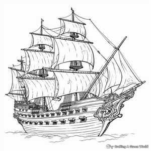 Ghostly Flying Dutchman Pirate Ship Coloring Pages 1
