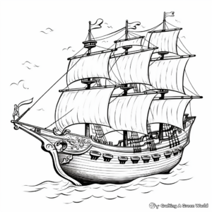 Ghostly Flying Dutchman Pirate Ship Coloring Pages 2