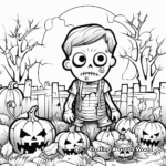 Ghoulish Graveyard Coloring Pages 1