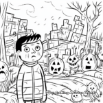 Ghoulish Graveyard Coloring Pages 2