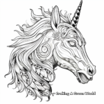 Glistening Iridescent Unicorn Head Coloring Pages 4