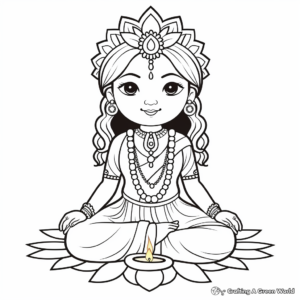 Goddess Lakshmi Diwali Coloring Pages 3