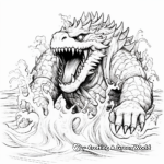 Godzilla Emerging from the Ocean Coloring Pages 1