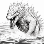 Godzilla Emerging from the Ocean Coloring Pages 3