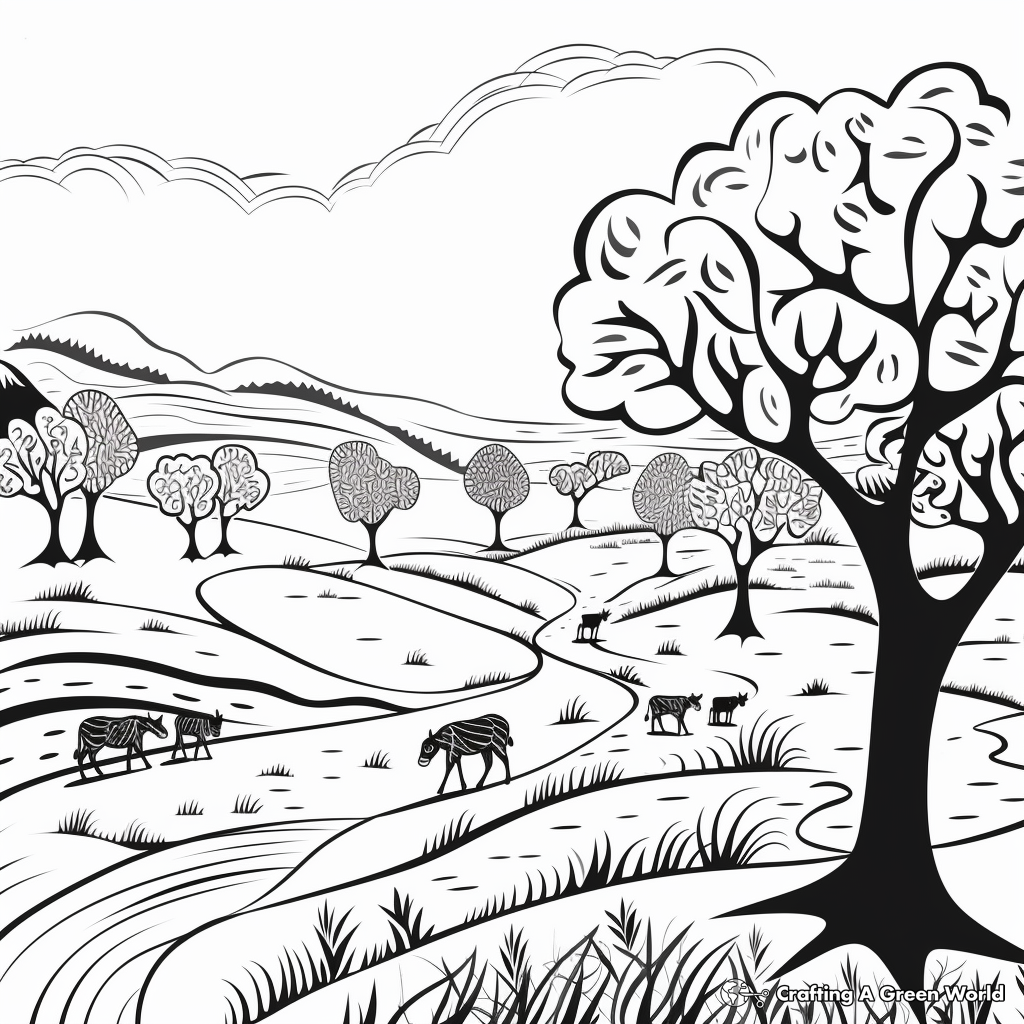 Grasslands of the World Coloring Pages 4