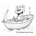 Grinning Alligator in a Boat Coloring Page 1