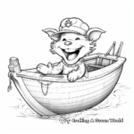 Grinning Alligator in a Boat Coloring Page 2